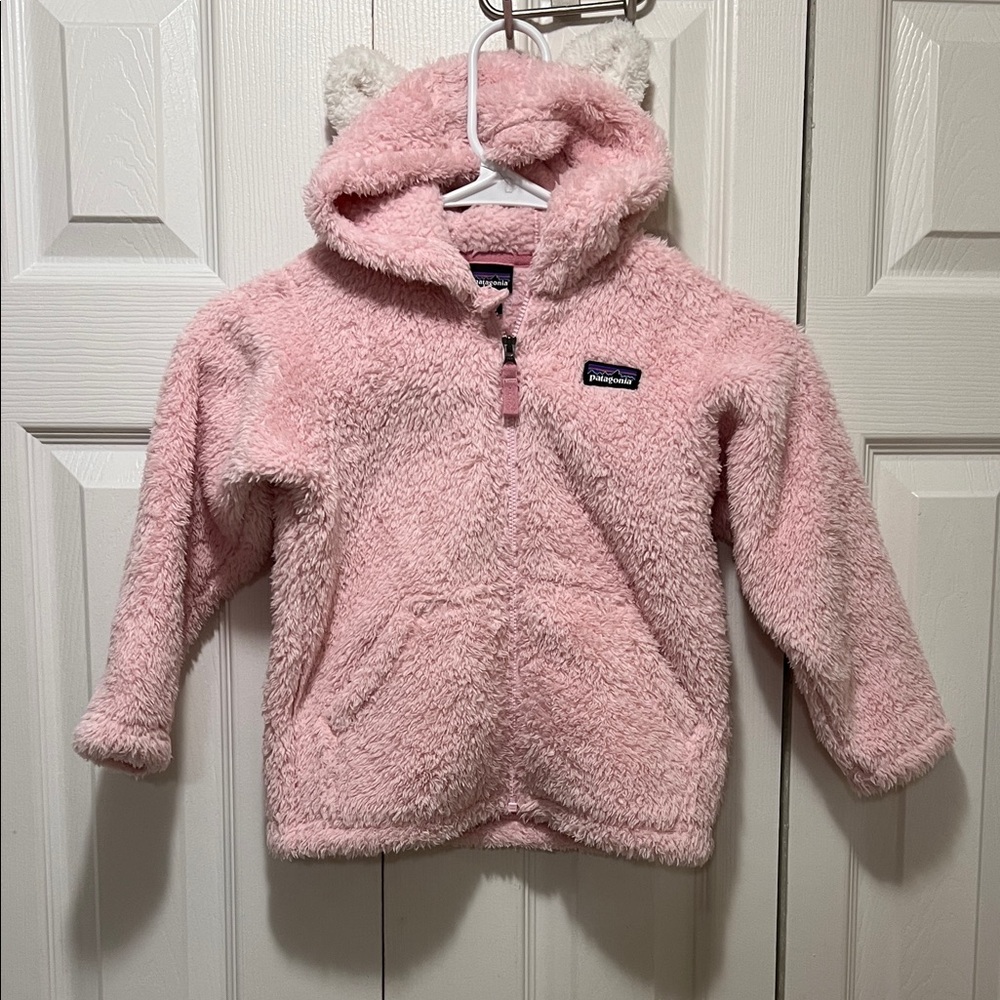 Patagonia Furry Friends Kids Soft Pink Fleece Hoodie